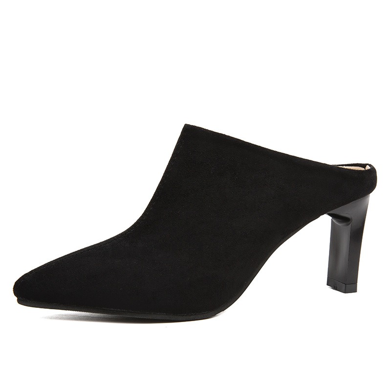 Retro stiletto pointed toe mules for women summer outer wear half slippers — image 2