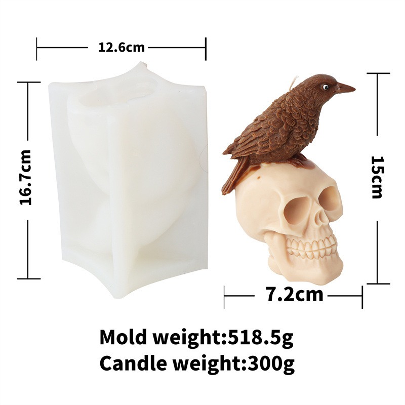 Crow Skull Candle Mold Halloween Creative Three-dimensional Skull Aromatherapy Plaster Ornament Mold — image 5