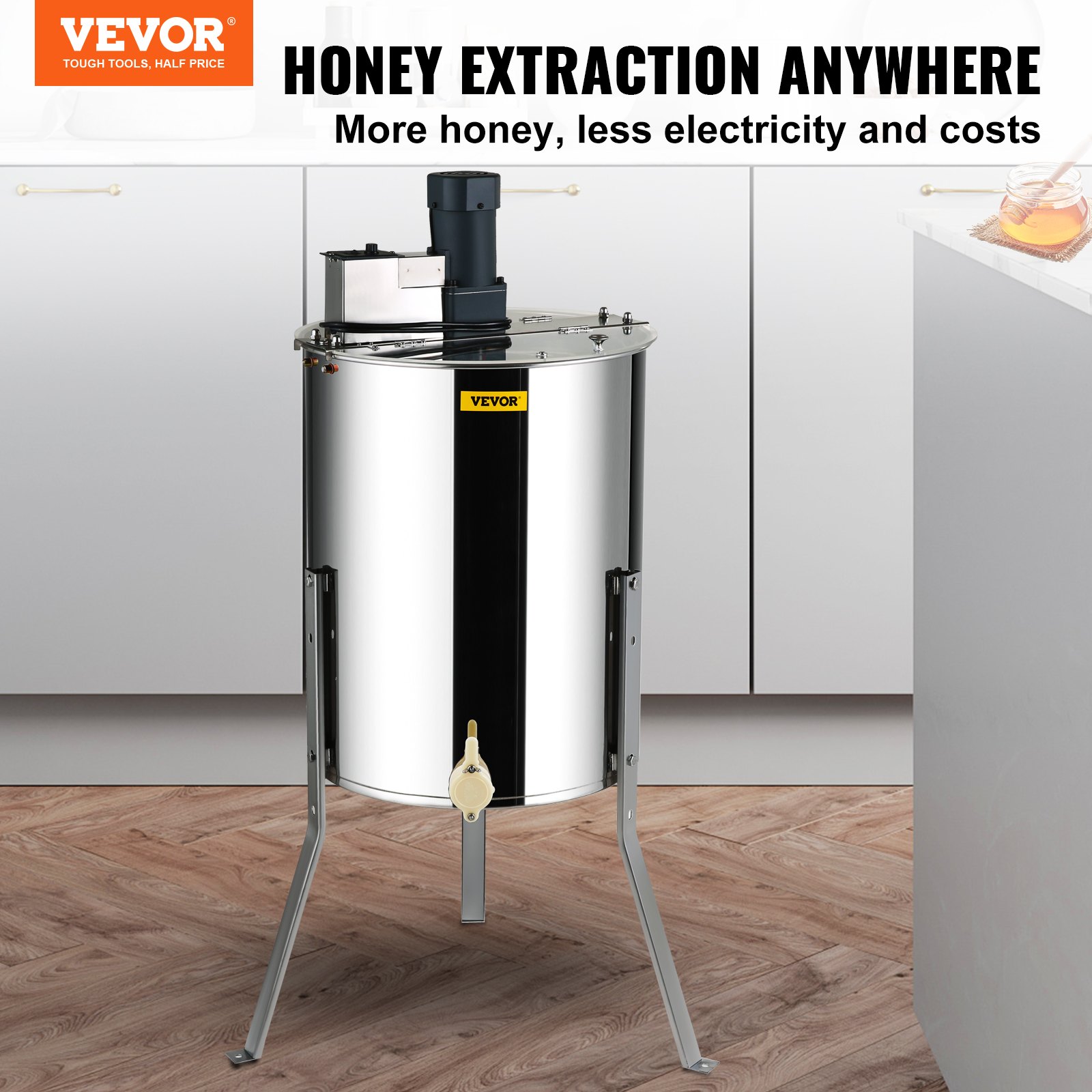 VEVOR Electric Honey Extractor, Frames Honey Spinner Extractor, Stainless Steel Beekeeping Extraction, Apiary Centrifuge Equipment With Height Adjustable Stand, Honeycomb Drum Spinner With Lid — image 1