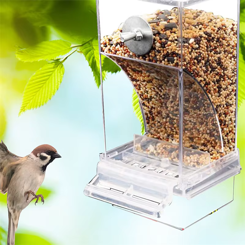 Acrylic No Mess Bird Feeders Automatic Parrot Feeder Drinker Food Container For Perch Budgerigar Parakeets Bird Cage Accessories — image 3