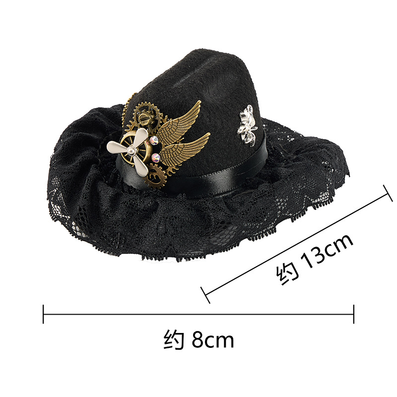 Sombrero Gótico Mini de Encaje para Mascotas Accesorio de Cabello de Muñeca Sombrero de Aviador — imagen 6