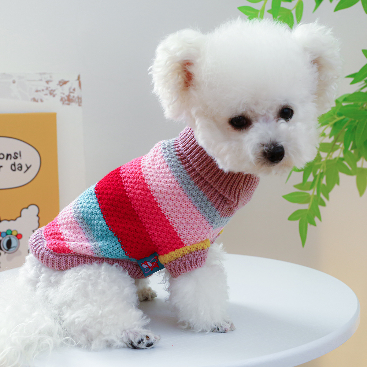 Sudadera cómoda de rayas coloridas para mascotas — imagen 8