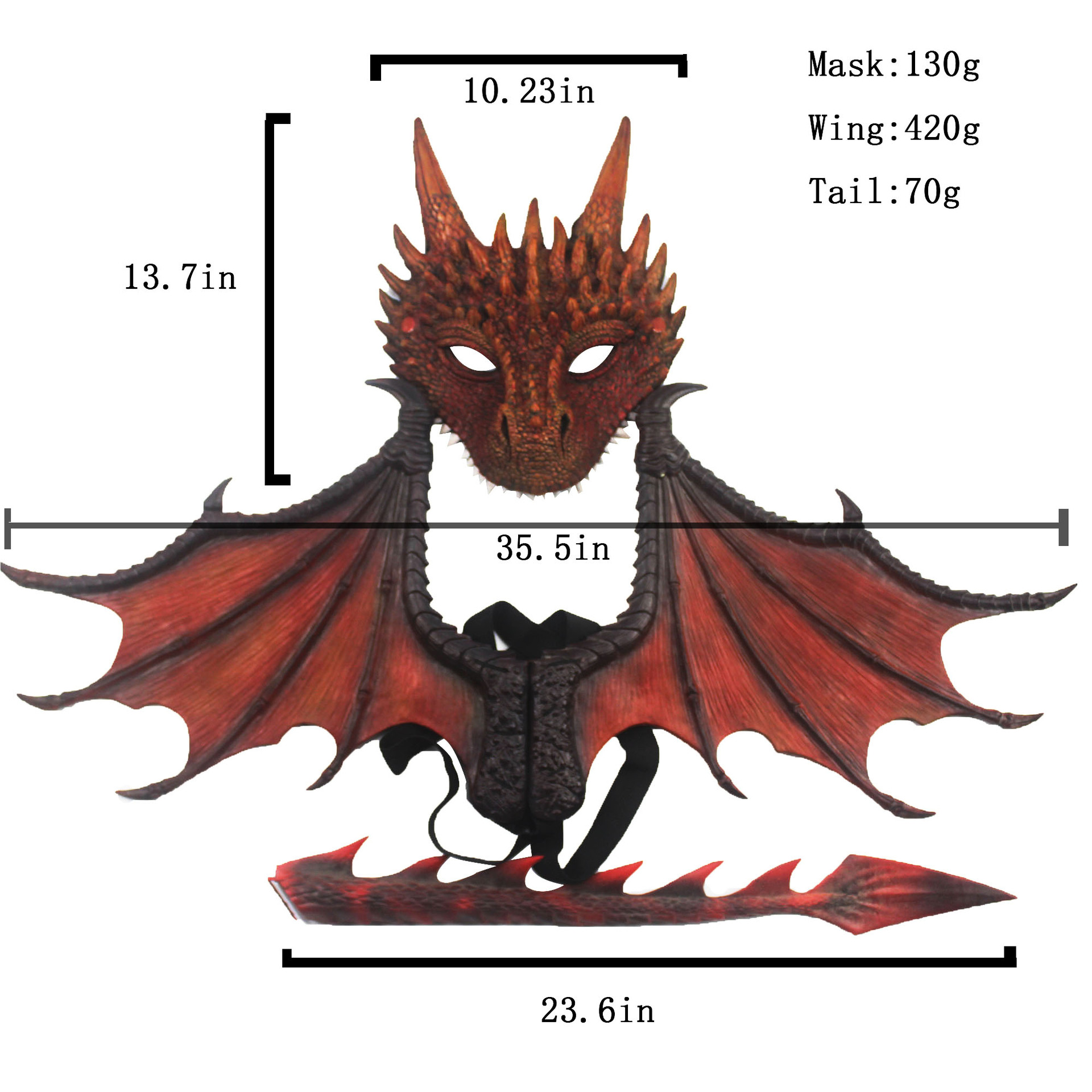 Halloween Mardi Gras Costume for Kids, Devil Cosplay Dragon — image 3