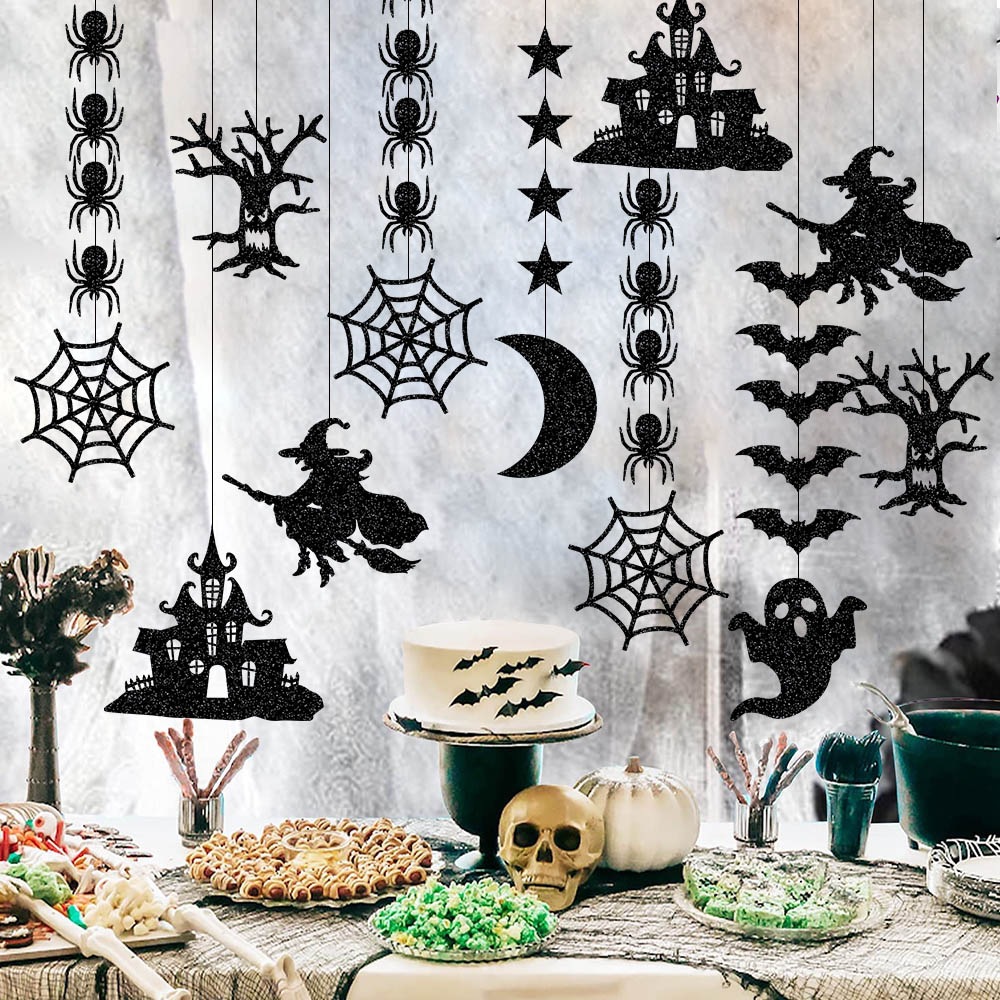 Halloween Decorative Streamer Hanging Decorations, Halloween Spider Witch Ghost Bat Ornaments, Halloween Party Atmosphere Decoration Props 6pcs — image 3