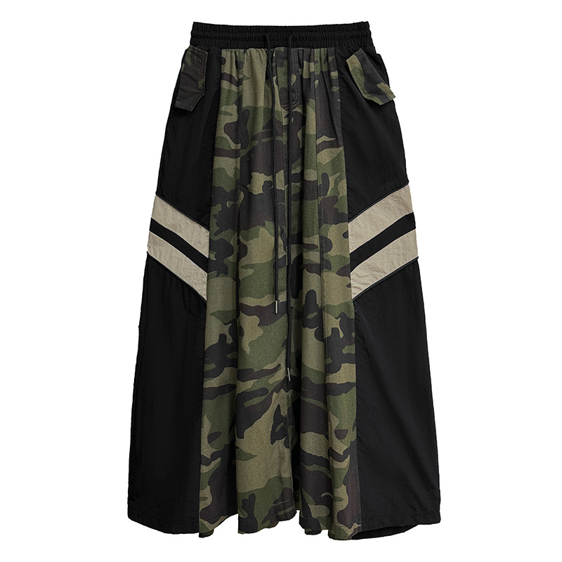 Retro camouflage leopard print denim high waisted skirt — image 6