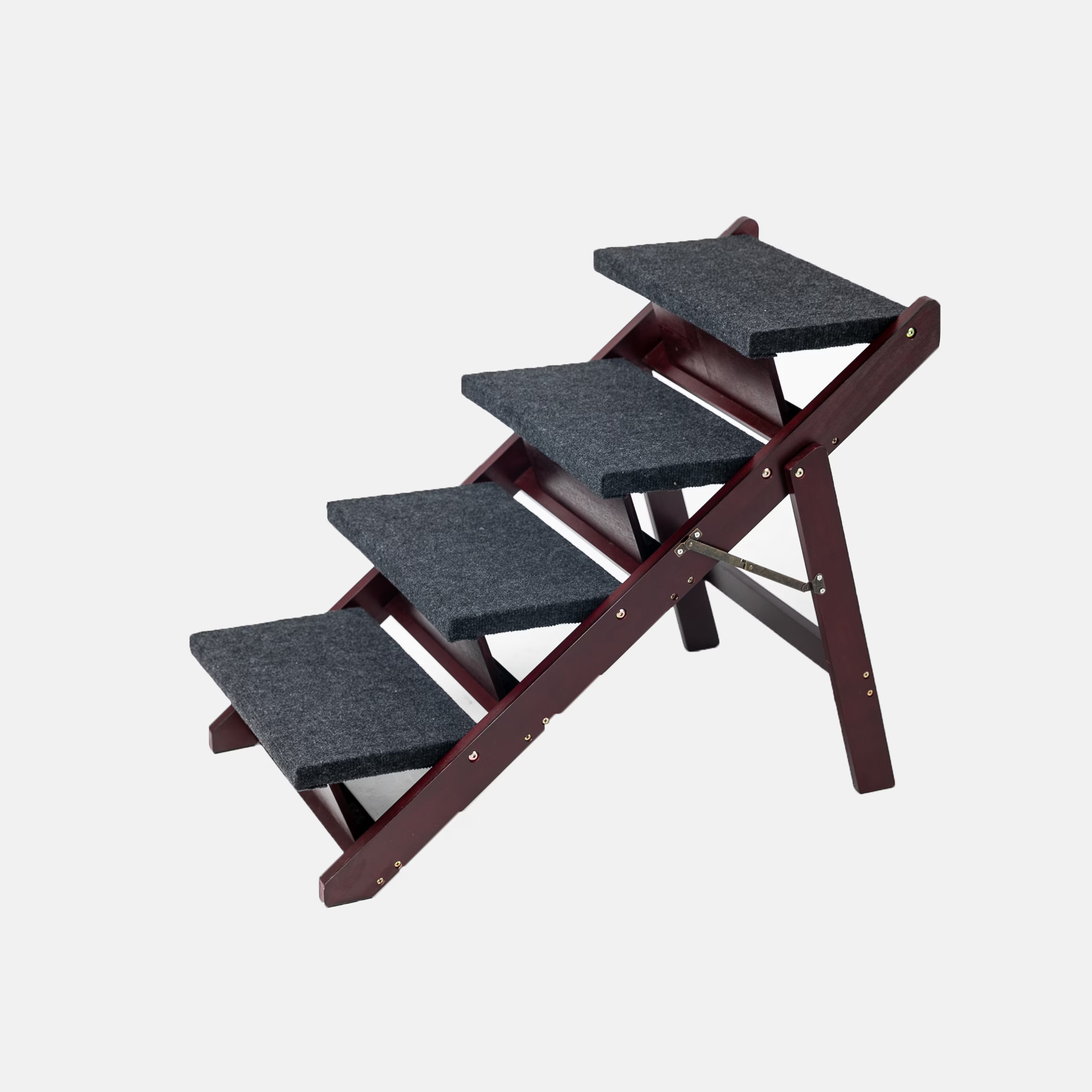 Wooden Dog Stairs Steps - Foldable 4 Levels Pet Stairs & Ramp Perfect For Beds And Cars - Portable Dog Cat Ladder Up To 110 Pounds — imagen 6