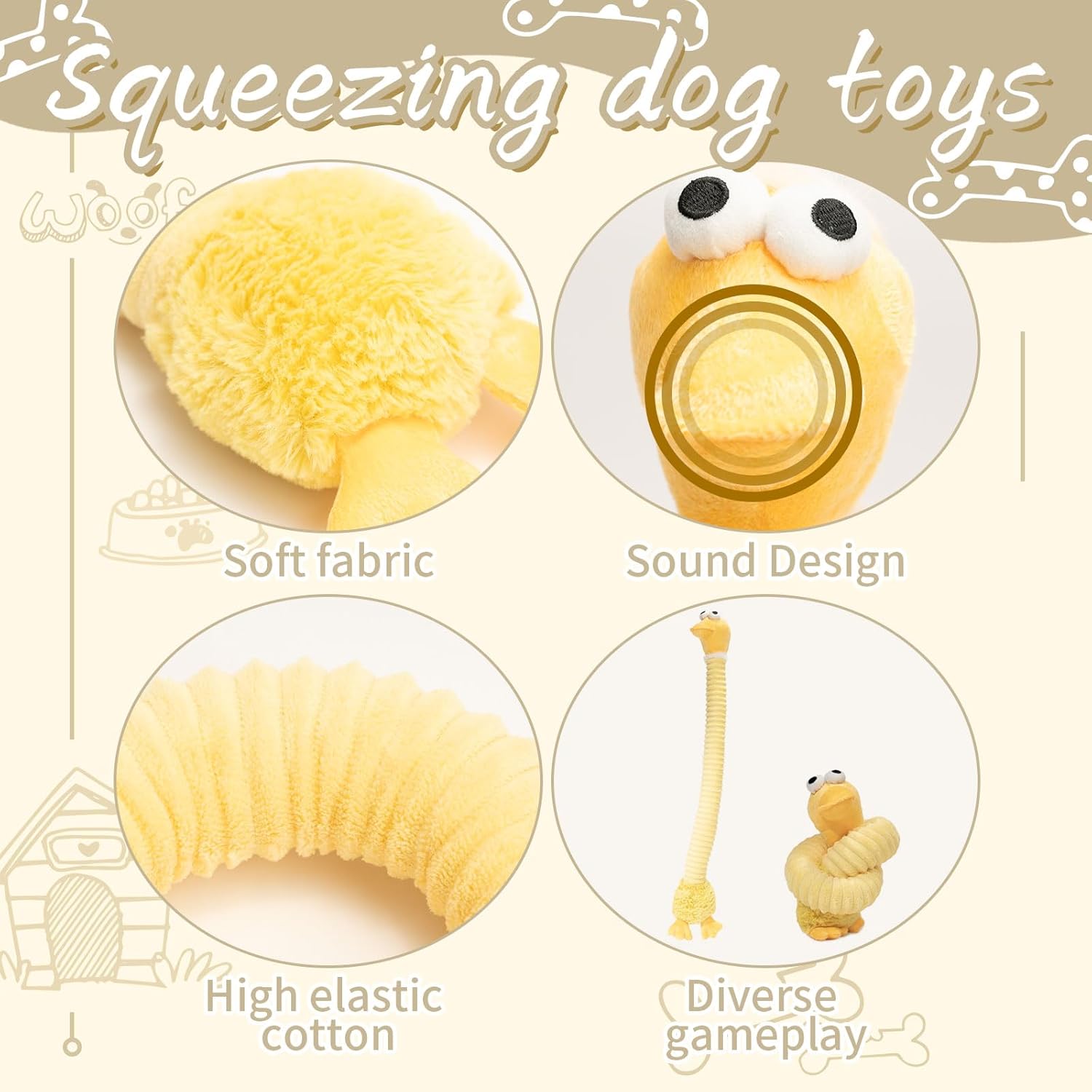 Juguetes de Perro con Sonido Plush para Cachorros Juguetes de Peluche y Crinkle para Perros Pequeños Medianos Grandes — imagen 8
