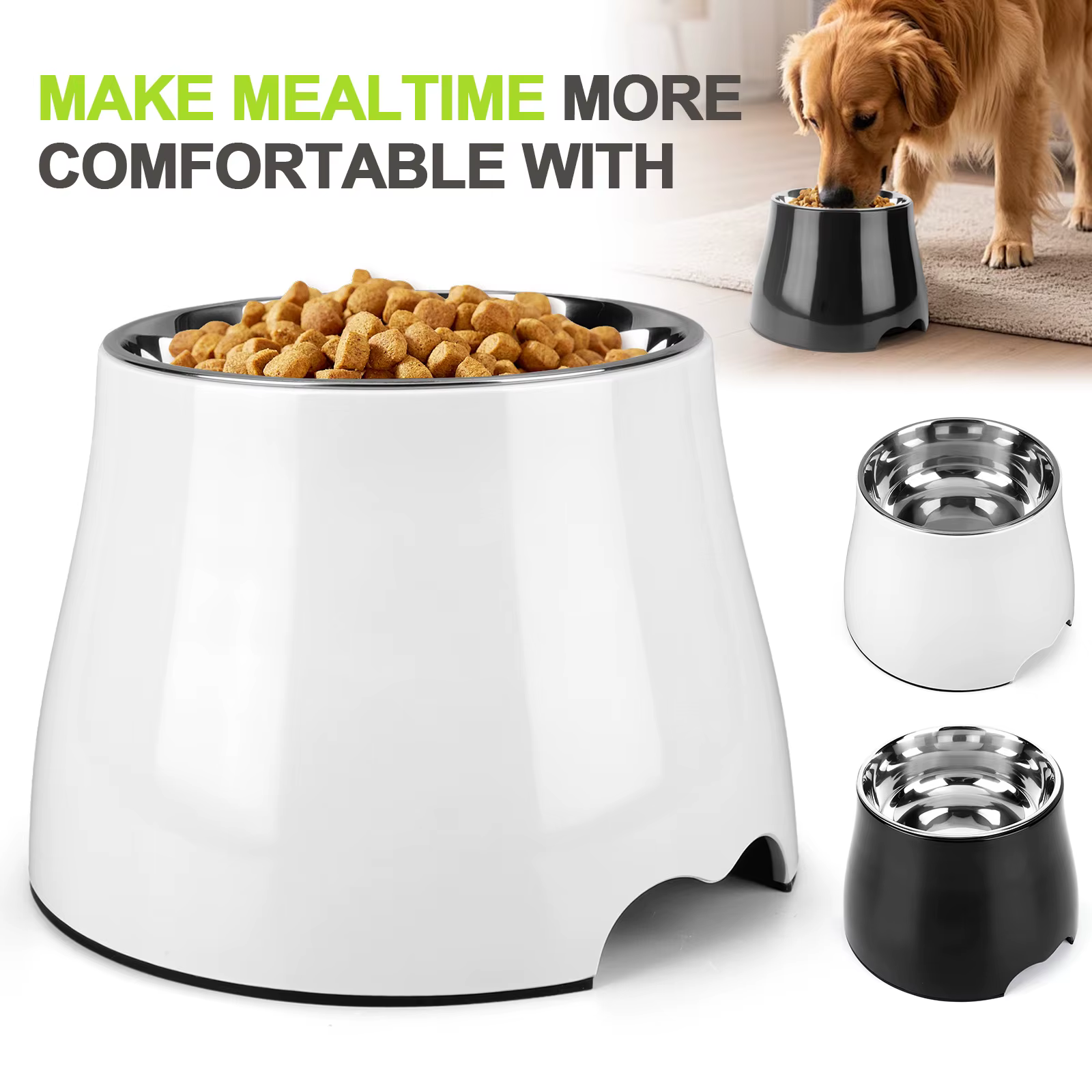 Bol de Alimento y Agua en Acero Inoxidable con Base Antideslizante de Goma para Perros, Gatos y Mascotas Pequeñas — imagen 3