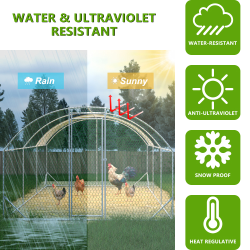 Large Chicken Coop Metal Chicken Run With Waterproof And Anti-UV Cover, Dome Shaped Walk-in Fence Cage Hen House For Outdoor And Yard Farm Use, 1 Tube Diameter, 9.84 X 19.68 X 6.56 — imagen 2