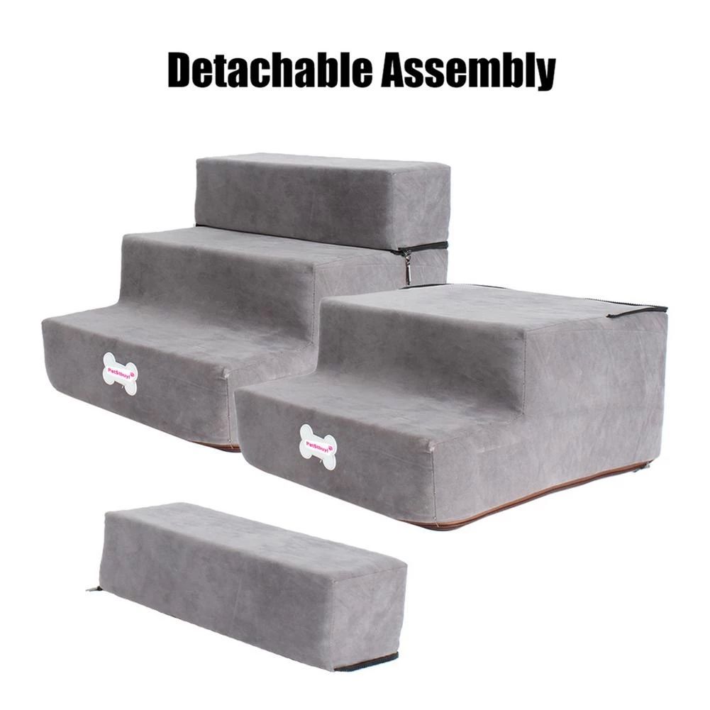 Pet Supplies 3 Tiers Steps Flannel Detachable Removable Wash Pet Small Dog/Cat Stairs — image 2