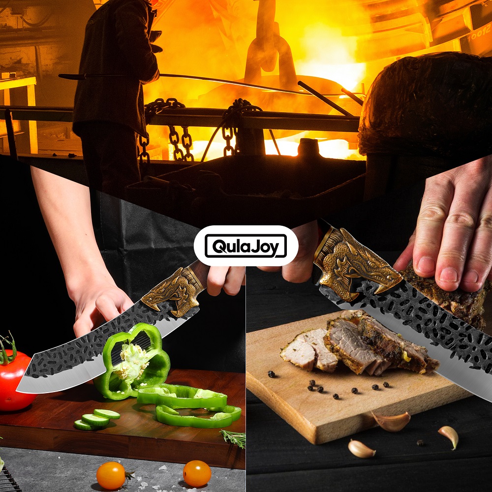 Qulajoy Boning Knife - Hand Forged Camping Knife 7Cr17MOV Blade - Dragon Head Handle And Leather Sheath - Unique Dragon Style - Viking Knife For Hunting & Camping — image 10