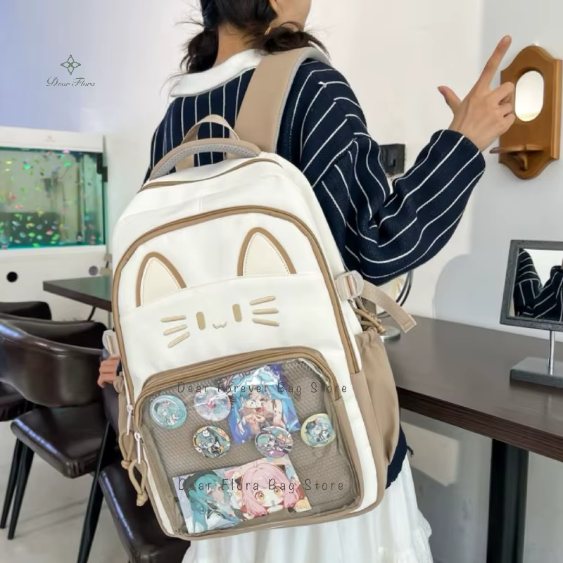 Mochilas de Gato Y2K Cutenas Capacidad Grande para Niñas Adolescentes Transparente y Tendencia — imagen 4