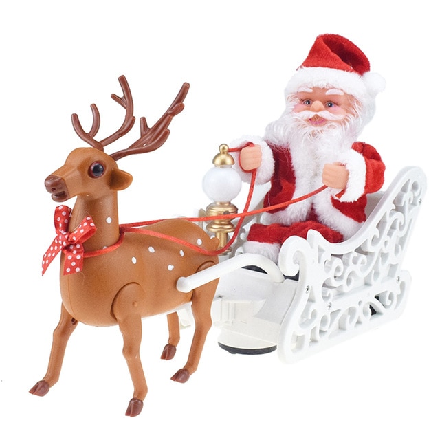 Muñeca de Santa Claus con Rebaño de Elks en Carruaje Eléctrico con Música para Niños Regalo Navidad Decoración Hogar — imagen 7