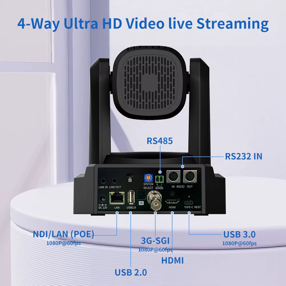 Runpu 1080P/60fps NDI Conference PTZ Video Camera 12/20/30x Zoom Ai Auto Tracking PTZ SDI Camera HDMI USB Outputs Support POE — image 3