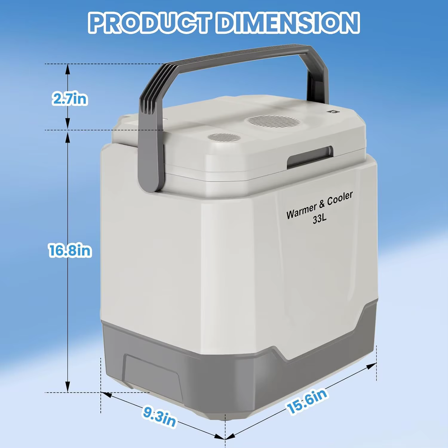35 QT (33 L) Electric Cooler Warmer, 12V Portable Car Refrigerator, Plug In Cooler with Locking Handle, 110V for Cars, Trucks, RVs & Home, Grey — image 6