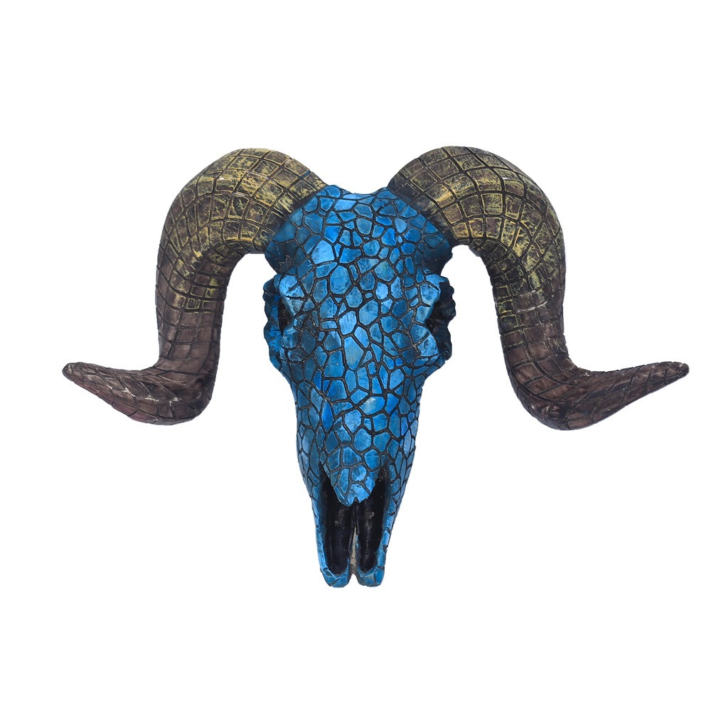 Retro three-dimensional turquoise blue sheep head wall hanging ornament — image 1