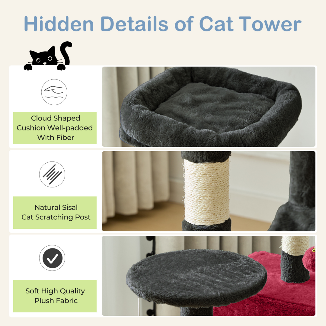 Torre para Gatos de Alto Rendimiento: Arbol Climático con Postes de Escarbar de Sisal Natural — imagen 24