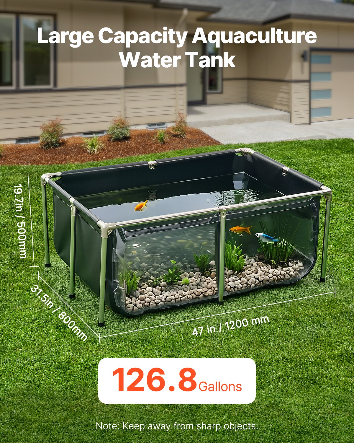 Tanque de Peces Sobre Tierra con Panel de Visión Transparente 126.8 Gal de Malla de PVC — imagen 5