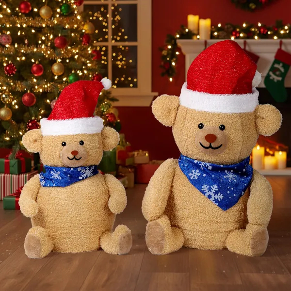 Set Of 2 Lighted Plush Bear Christmas Decorations, Pre-lit Pull Up Holiday Decor With 60 Warm White LED Lights For Xmas Outdoor Indoor Decor Lighted Holiday Displays — imagen 10