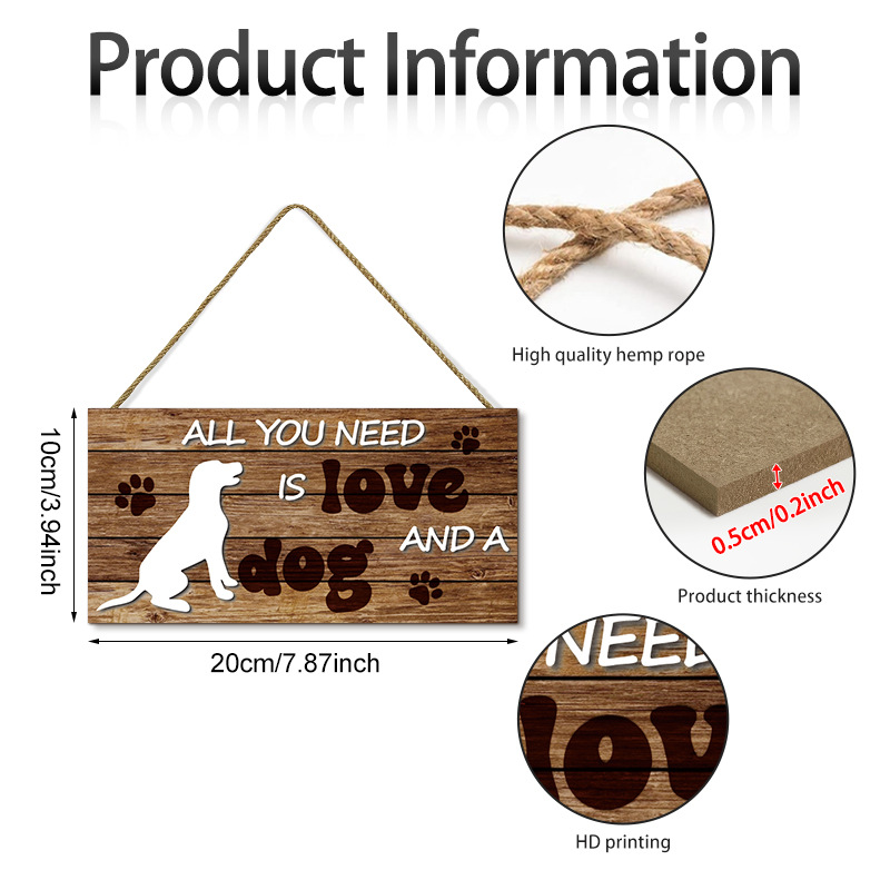 Pet Dog Wooden Wall Plaque Hanging Decor Dog Paw Dog House Sign Wooden Craft Wall Decoration — image 5