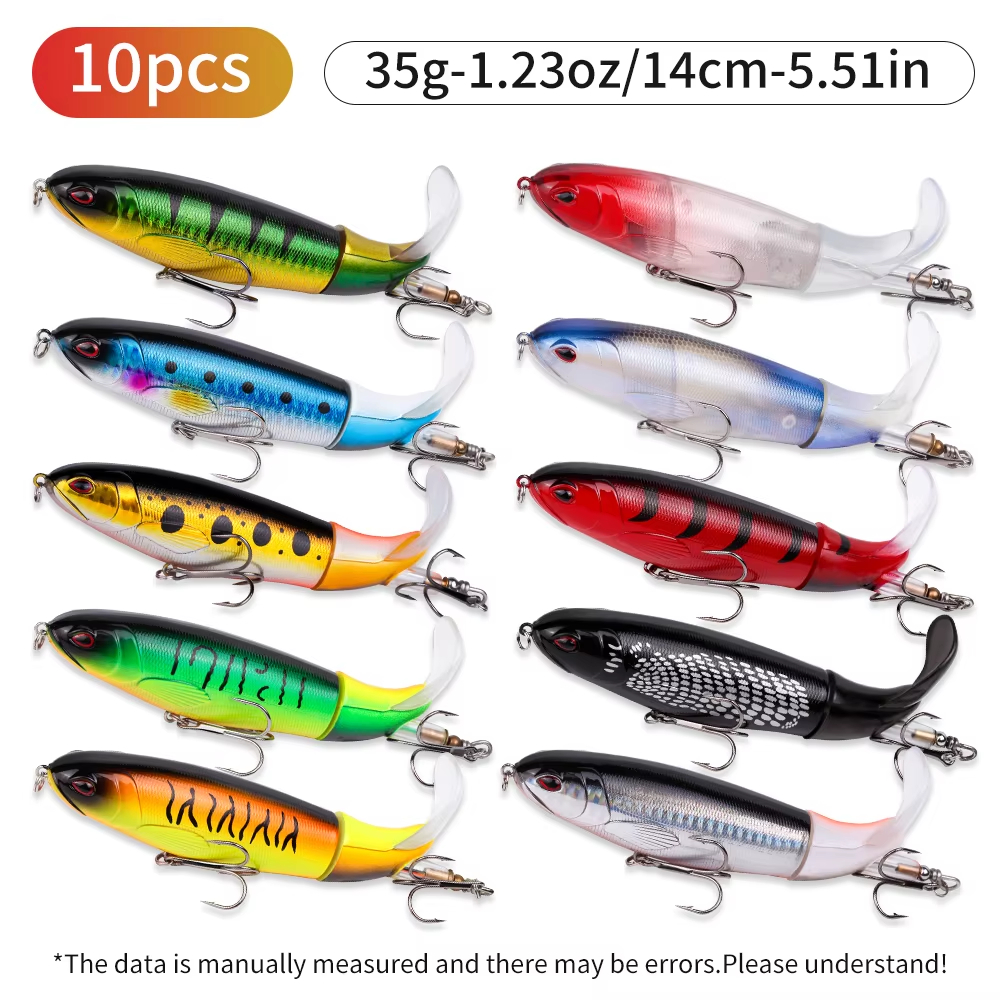 Kit de 10 piezas de Lure de Superficie con cola giratoria realista y vibrante, para agua dulce y salada (35g, 14cm) — imagen 1