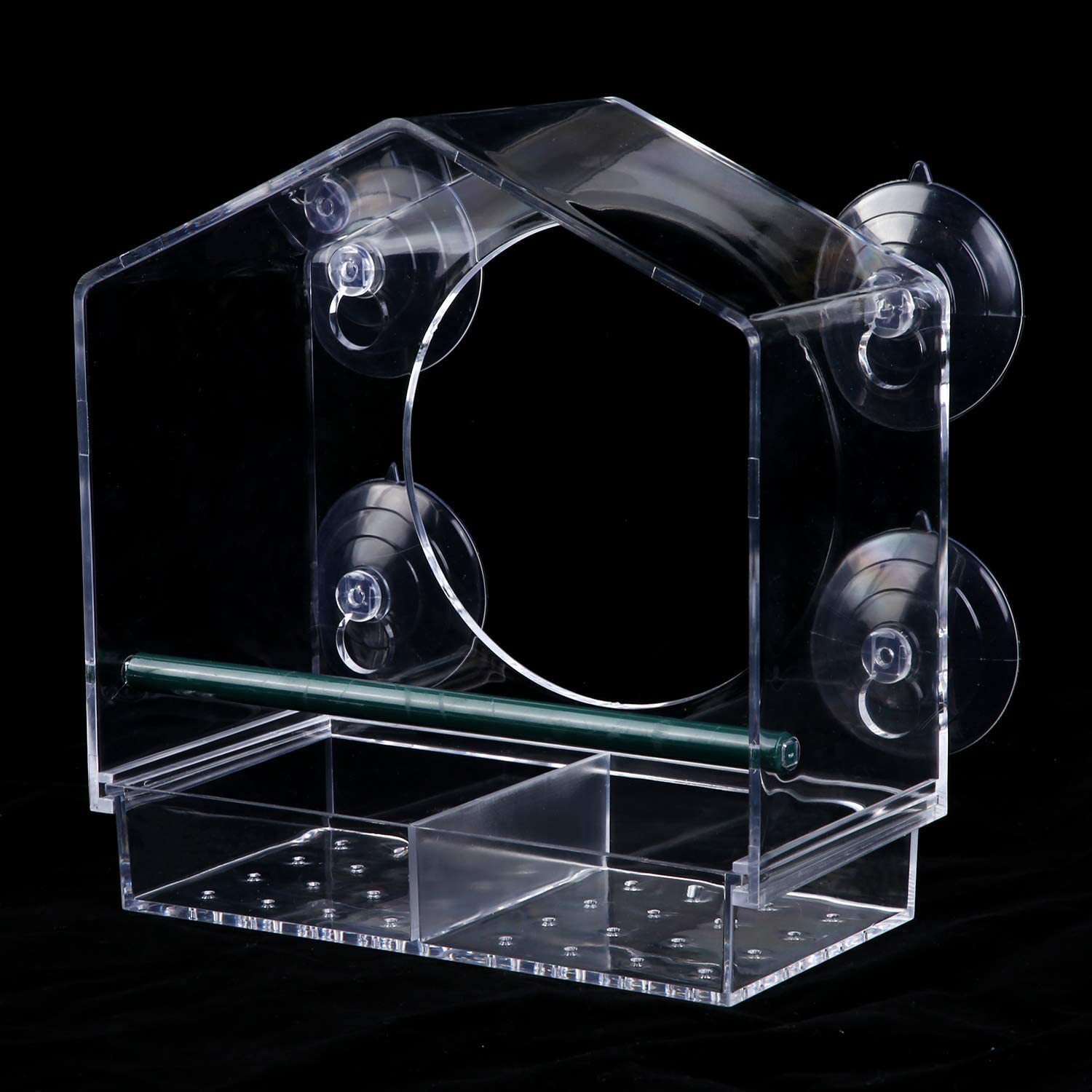 House-shaped Plastic Acrylic Bird Feeder, Acrylic Pet Bird Feeding Container — image 2