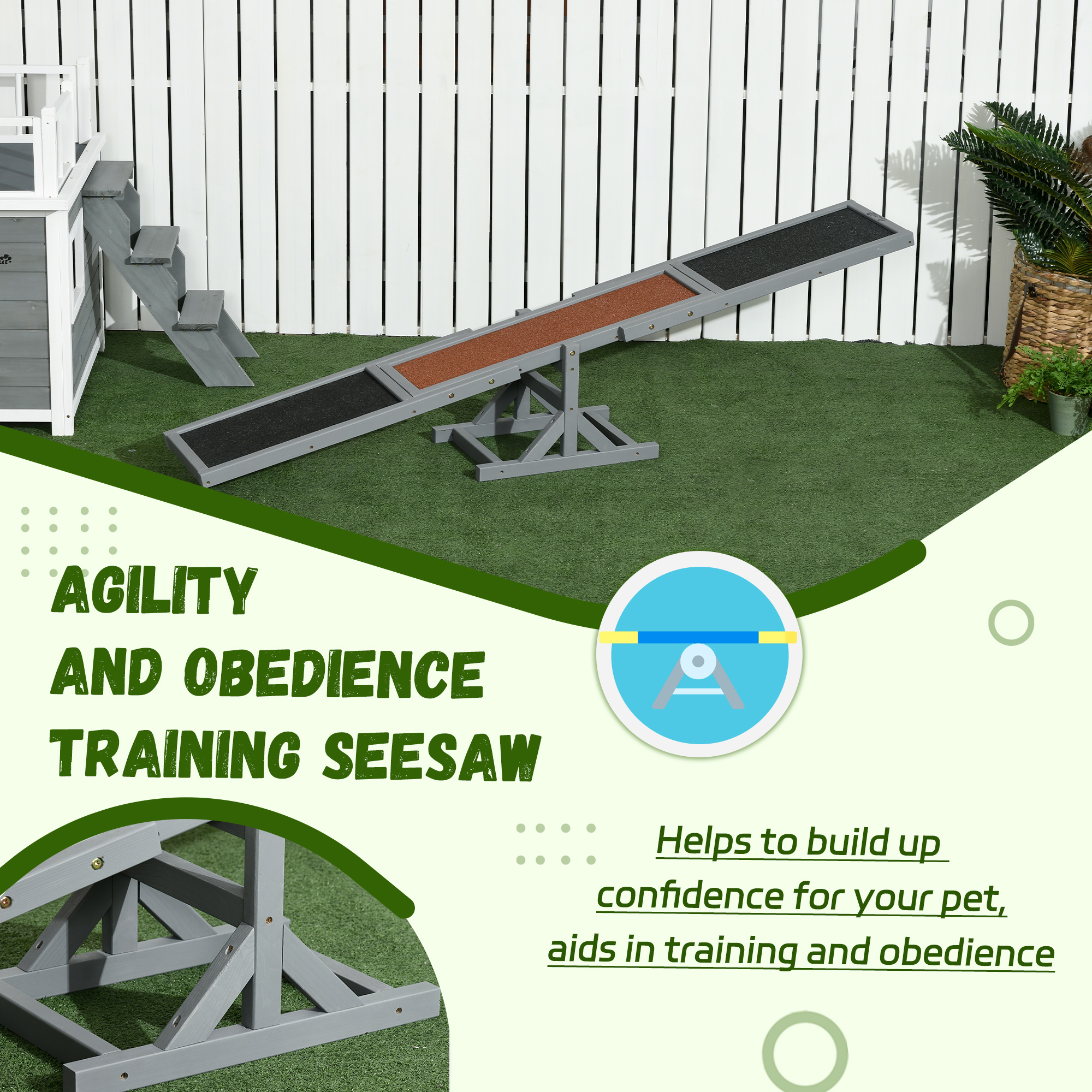 Plataforma de Gimnasia Canina en Madera para Entrenamiento y Ejercicio, Gris — imagen 8