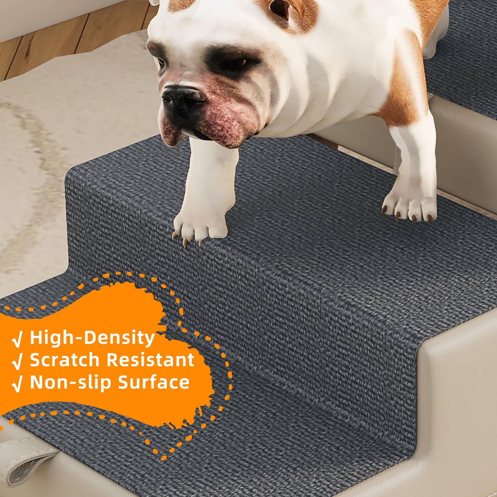 4-Step Ottoman Dog Stairs, 2-in-1 Foldable Pet Ramp for Bed, Dog Ramp for Small Puppy and Cats, Sturdy Wood Frame Support with Non-slip walking surface, Holds Up To 220lbs ( Light Grey Color ) — image 22