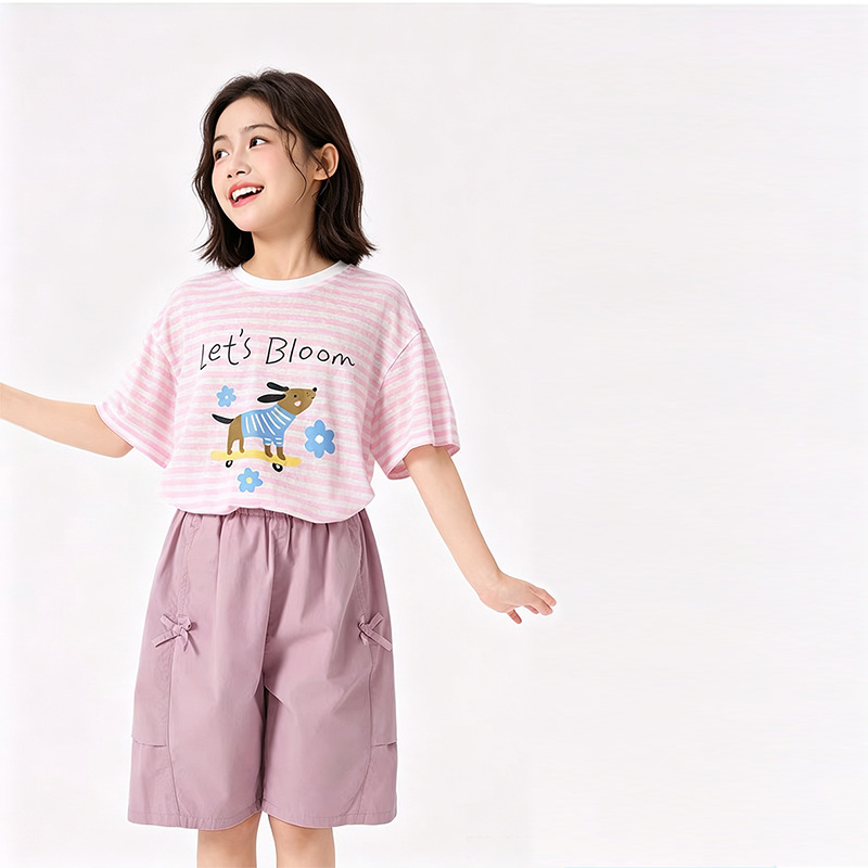 Camiseta de manga corta con estampado de cachorro rayado — imagen 9