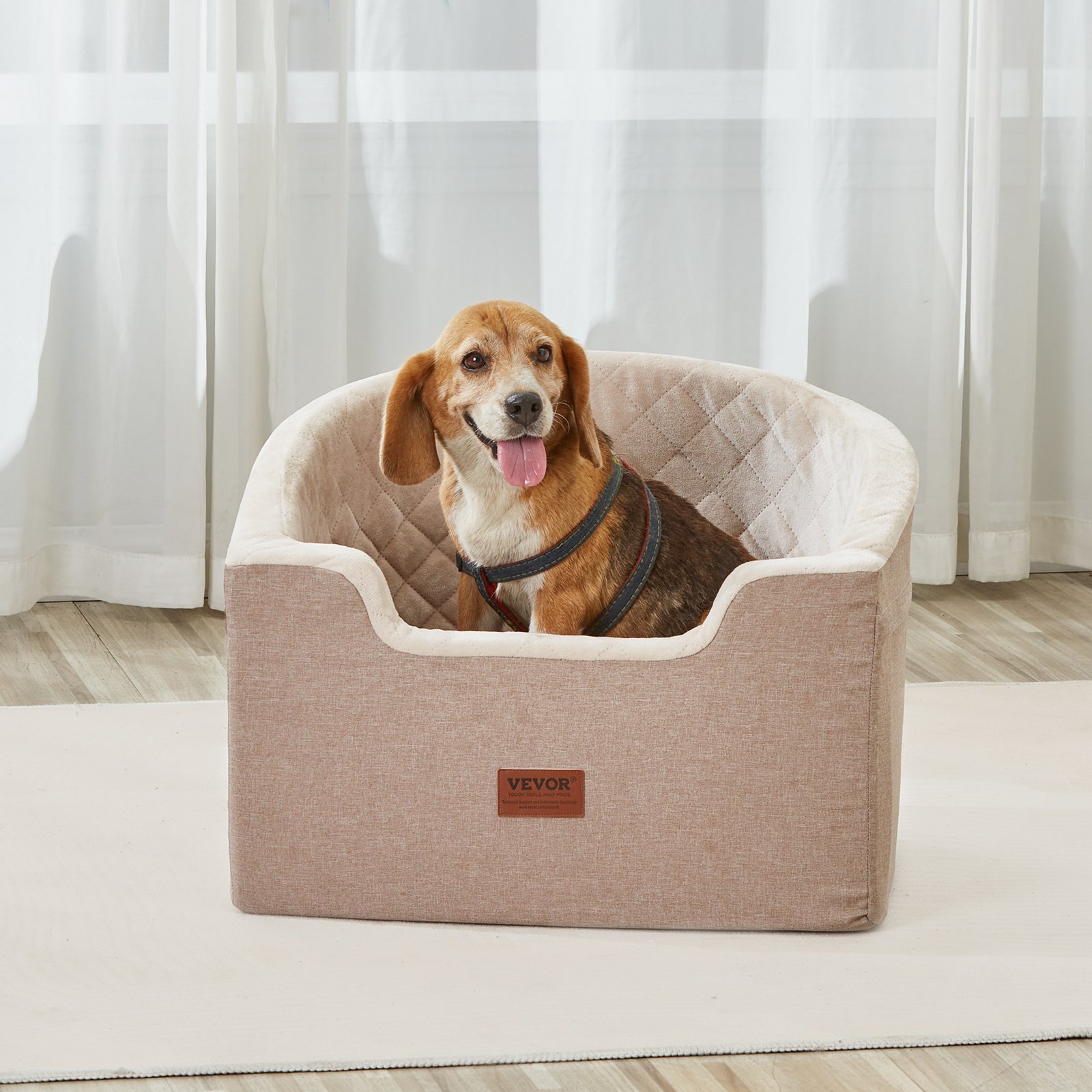 VEVOR Dog Booster Car Seat Pet Car Seat For Small Medium Dog Up To 55 Lbs Brown — imagen 7