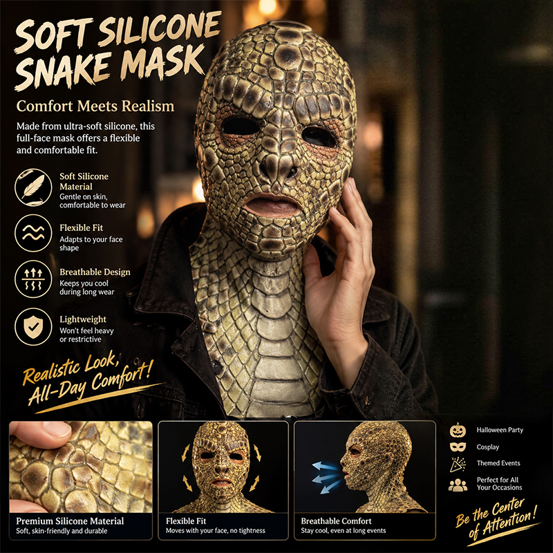 Lizard Man Basilisk Mask – Realistic Scaled Full Face Latex Reptile Headpiece, Unisex Adult Horror Costume — image 10