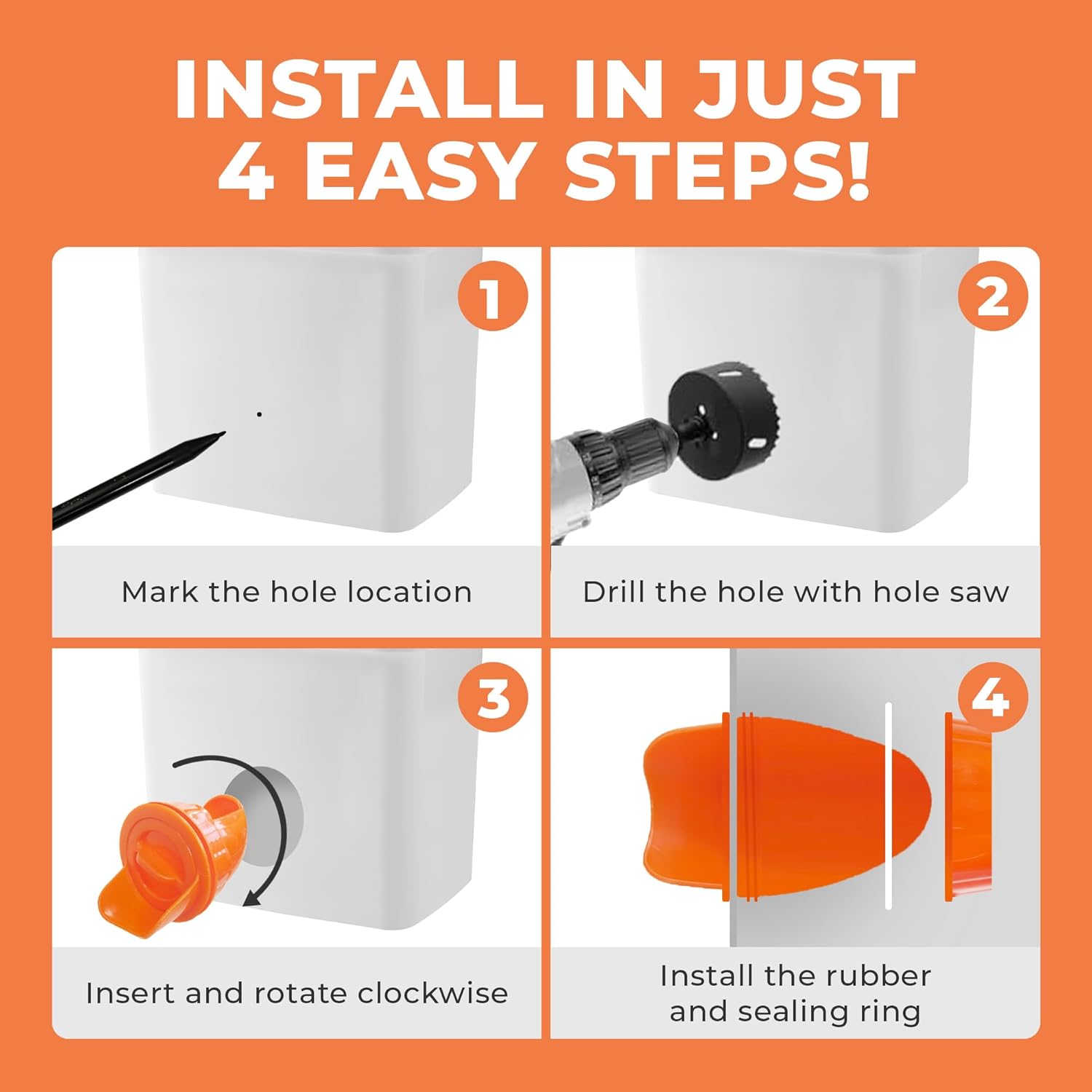Kit Completo de Alimentadores para Pollos Resistentes a la Lluvia con Sistema de Gravedad - 6 Piezas con Taladro de Hilo para Instalación Fácil — imagen 8