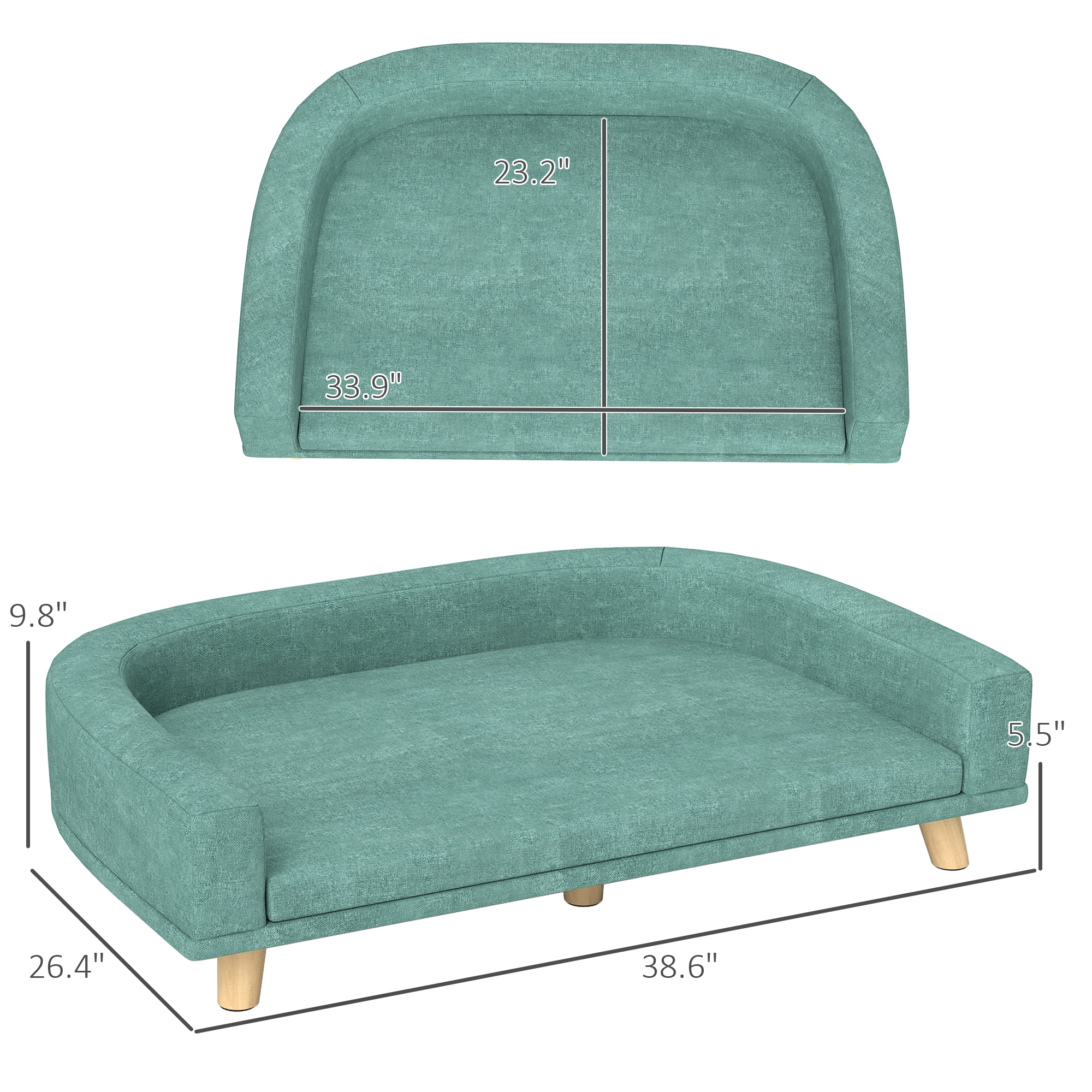 Sofá para Perros con Almohada Limpiable para Grandes Canes y Gatos, Verde — imagen 6