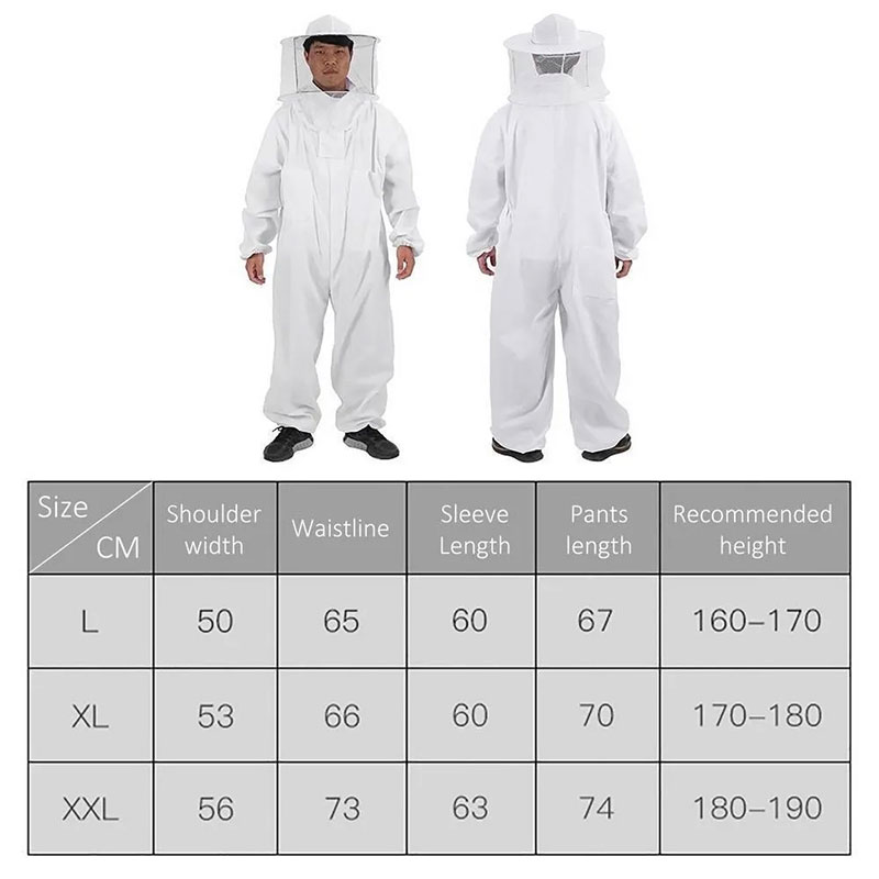 Bee Suit Professional Beekeeping, Anti-Bee Ventilated Full Body Suit with Veil Hat, Elastic Cuffs Beekeeper Protective Wear — image 9