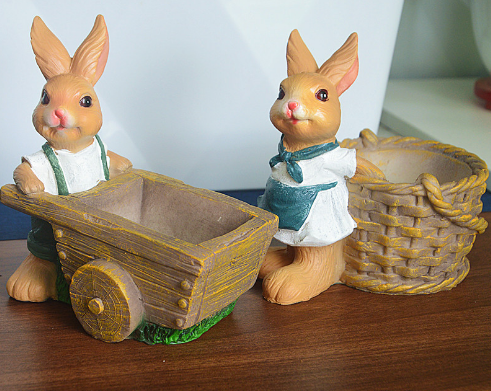 Succulent plant small flower pot rabbit flower pot resin ornament — image 2