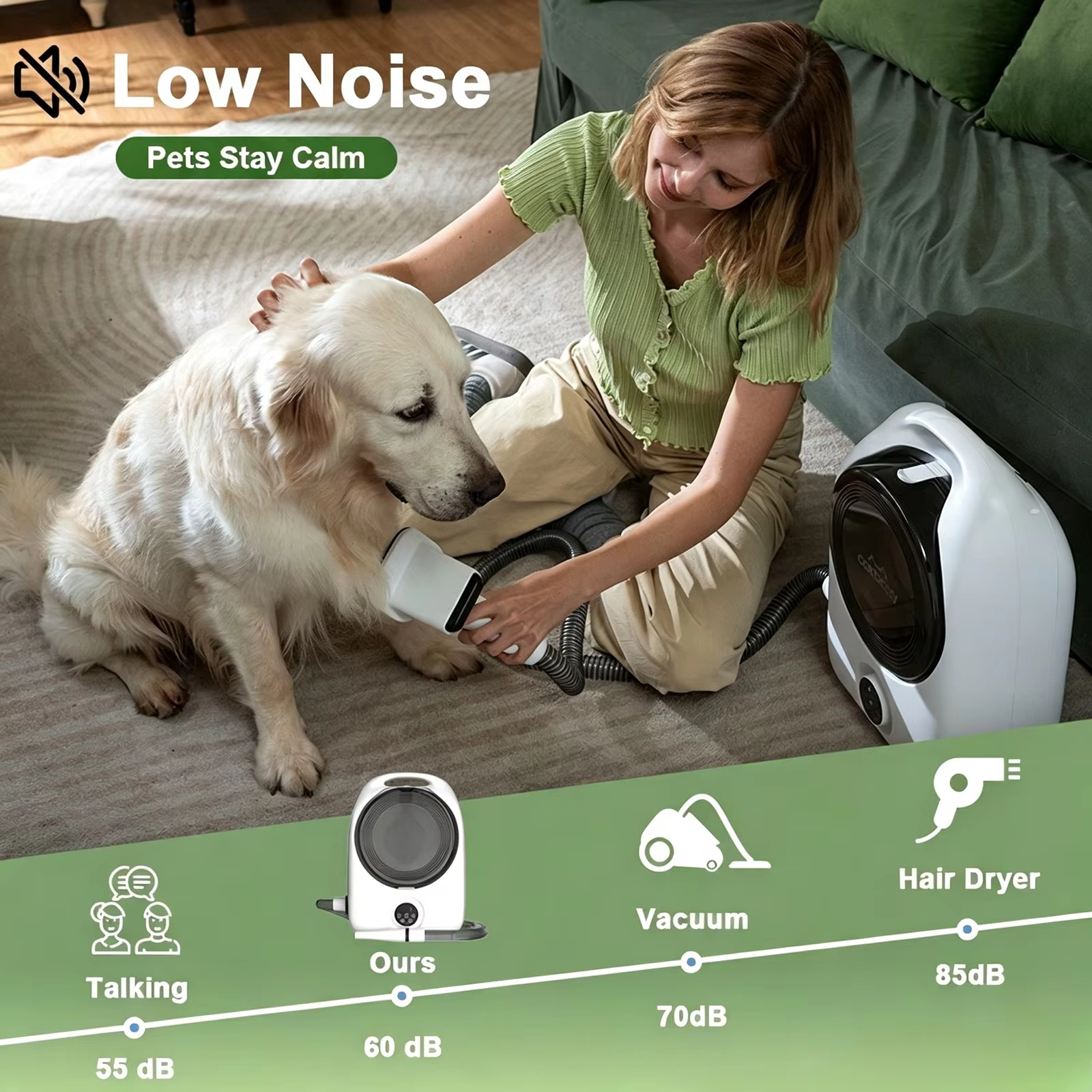 5-in-1 Pet Grooming Kit Professional Dog Hair Clipper Vacuum Dryer Low Noise Pet Grooming Trimmer Set with Multi Tools Professional Pet Grooming Vacuum Kit for Dogs Cats Hair Shedding Cleaning — image 5