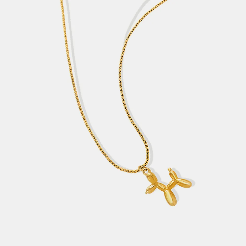 Collar con colgante en forma de cachorro de acero de titanio chapado en oro de 18K — imagen 1