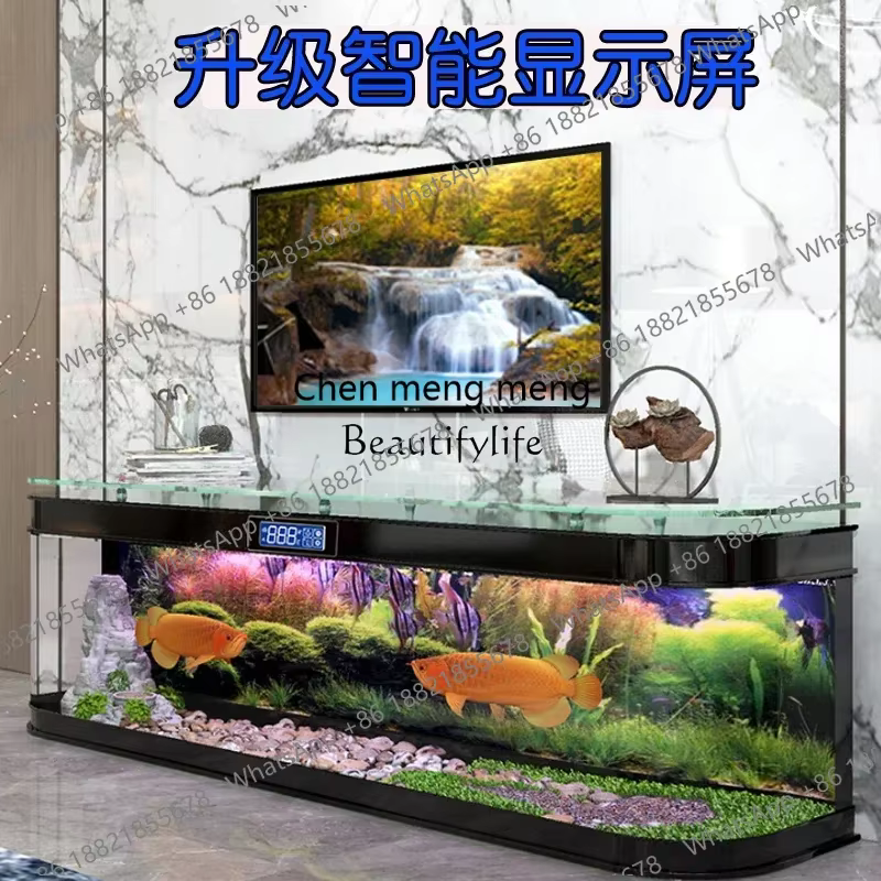 Glass TV Cabinet Fish Tank Aquarium Medium and Large Floor Wall Ecological Automatic Circulation — image 3