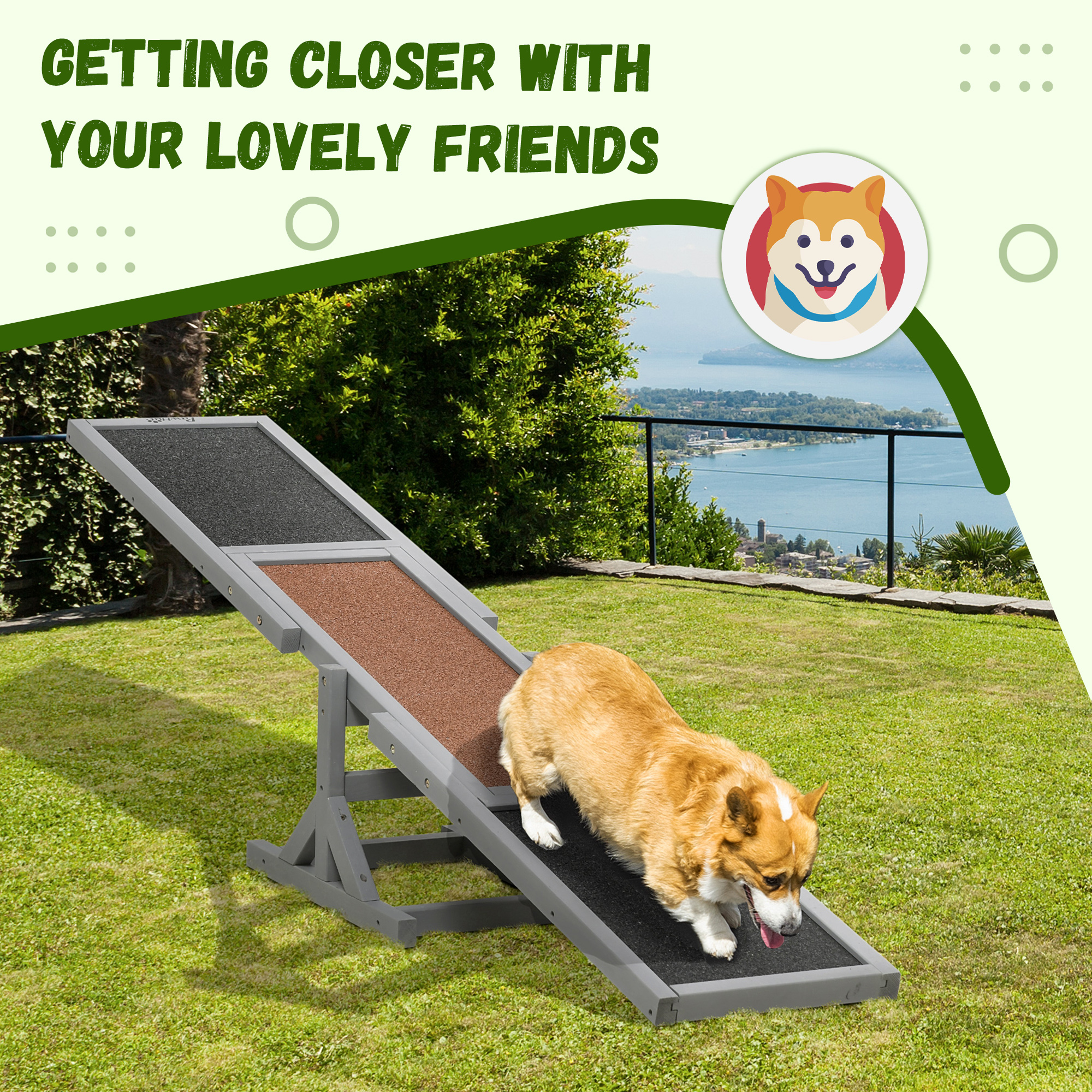 Plataforma de Gimnasia Canina en Madera para Entrenamiento y Ejercicio, Gris — imagen 7