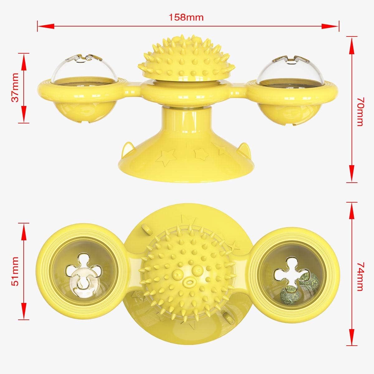 Animal Doll Stuffed Cat Pet Catnip Grass Toy Interactive Windmill Cat Toys With Catnip Cat Toys For Indoor Cats Funny Kitten Toys With LED Light Ball Suction Cup Cat Nip Toy For Cat Chew Exerc — image 4