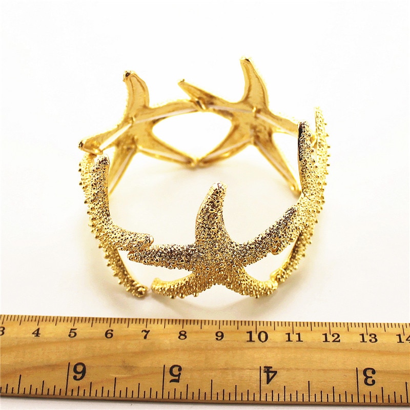 Joyas de moda Accesorio de estrella de mar para mujer elegante, oro simple y fácil — imagen 6