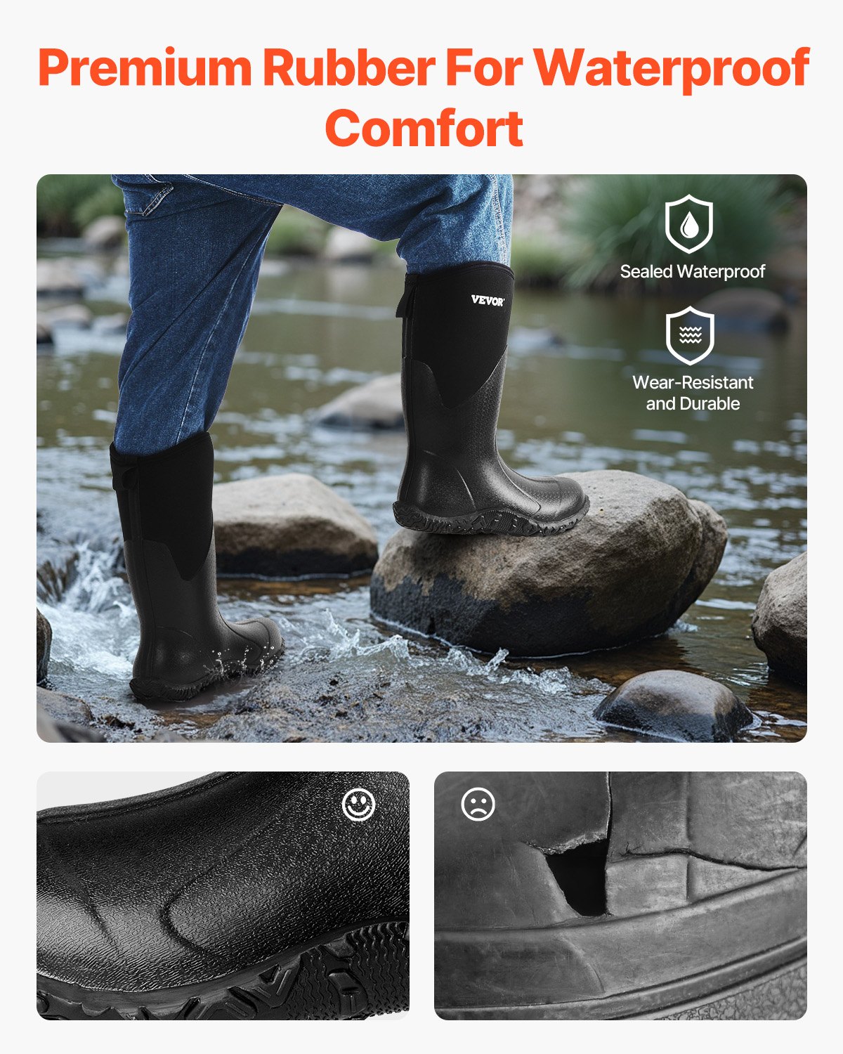 Botas de Goma para Hombres - Protección Total, Impermeables Antideslizantes para Caza y Jardinería, Botas Resistentes al Barro, Aisladas y Ligeros, Tamaño 12 EE.UU. — imagen 2