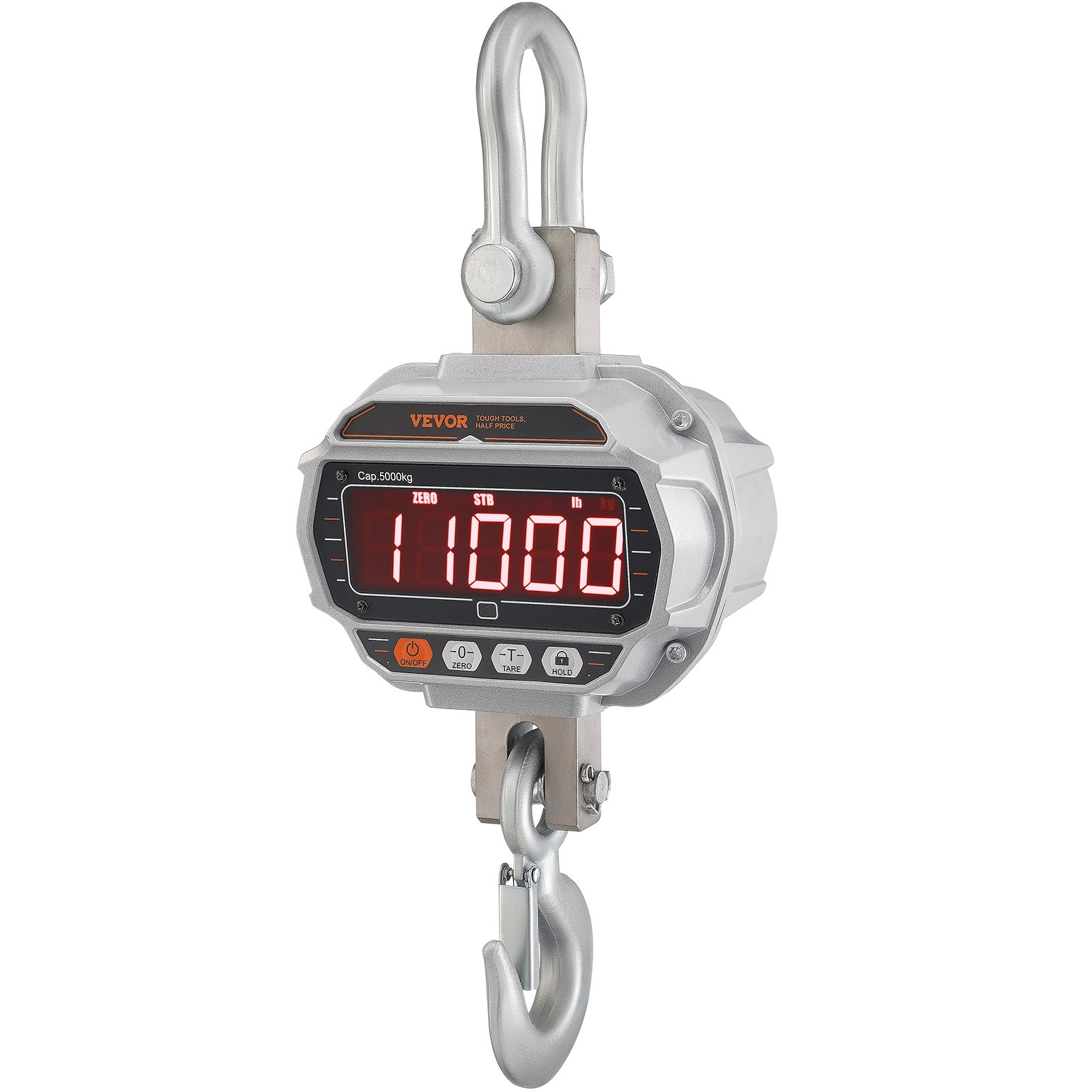 Digital Crane Scale, 11000 Lbs/5000 Kg, Industrial Heavy Duty Hanging Scale With Remote Control, Cast Aluminum Case & LED Screen, High Precision For Construction, Factory, Farm, Hunting (Silver) — imagen 1