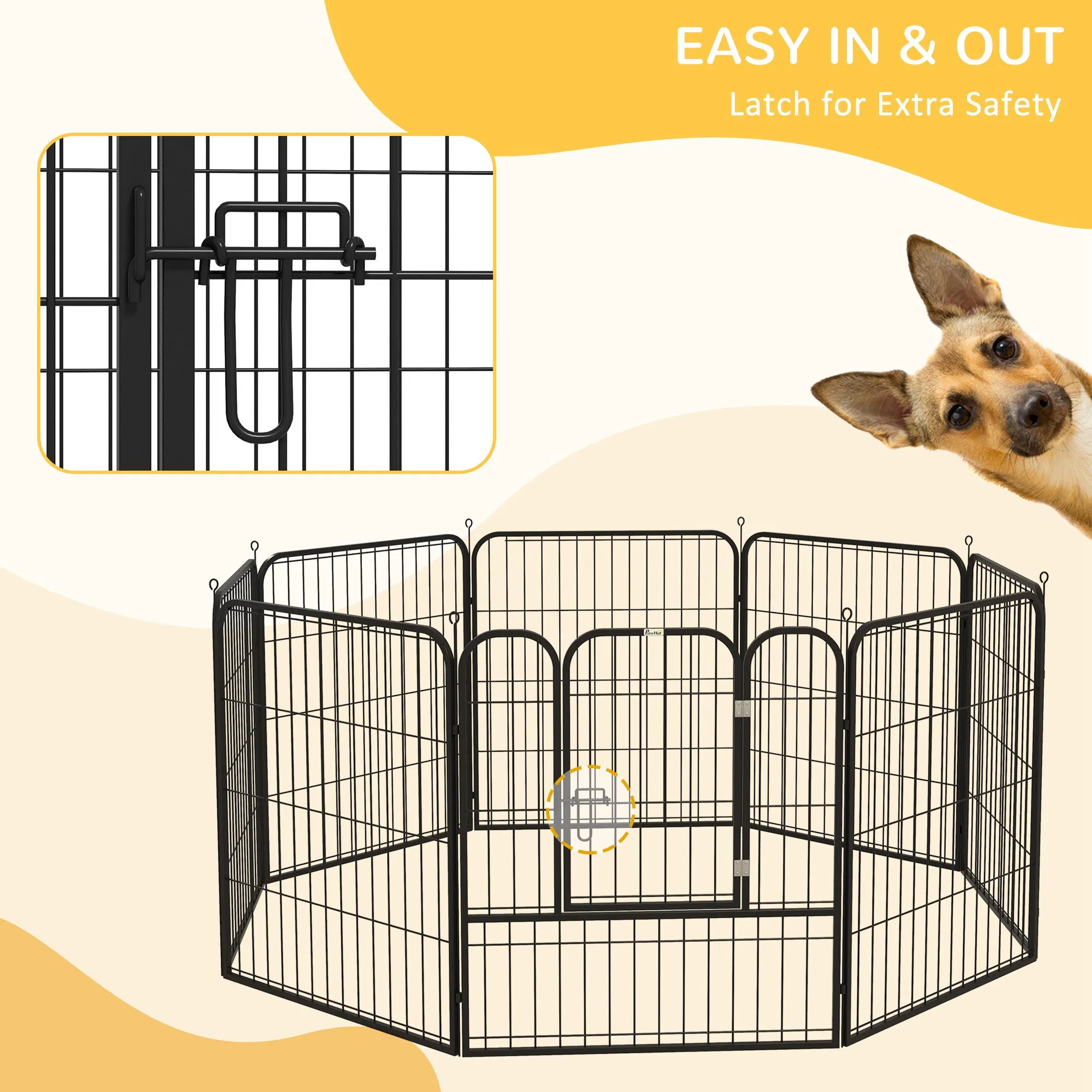 8 Panel Pet Playpen Play Yard Fence Home DIY Heavy-Duty Metal Foldable Indoor Outdoor 31.5"H — image 6