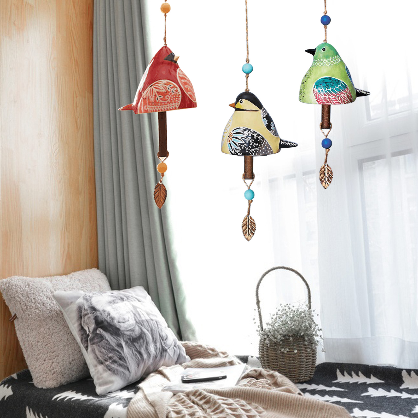 BIRD SONG BELL Resin Handicraft Wind Chime Pendant Garden Home Decoration — image 2