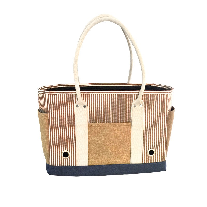 Outdoor Shoulder Handheld Striped Pet Bag Out Of The Bag Summer Portable Handheld Cat Bag — image 3