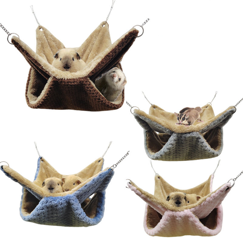 Honeyglider Double Layer Velvet Hammock Guinea Pig Chipmunk Squirrel Autumn And Winter Warm Hamster Hammock — image 1