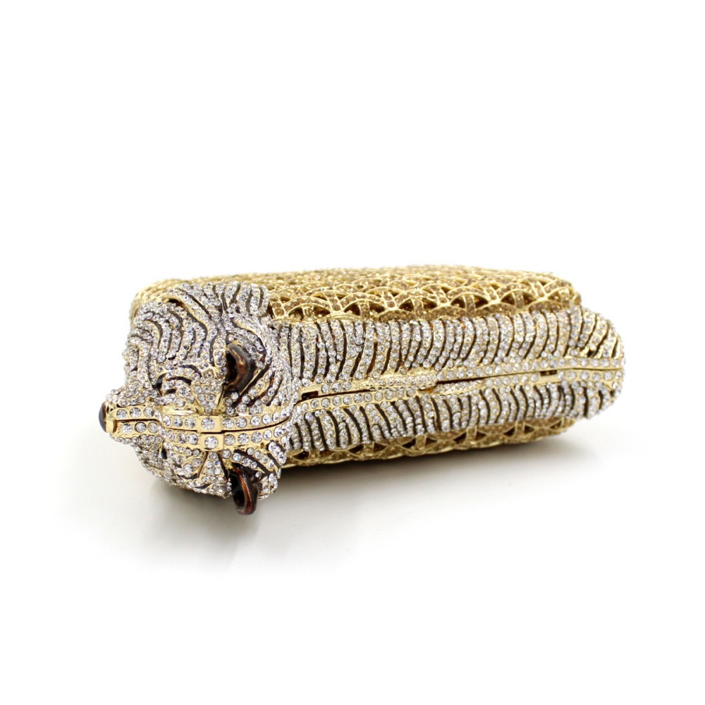Mochila de perro con diamantes, bolsa de comida de cristal metálico hueco, bolsa de diamantes inlaid a mano, bolsa de mano para mujeres — imagen 4