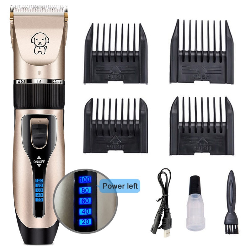 Pet Cat Dog clippers professional Dogs grooming clipper groomer kit USB Rechargeable Low-noise Pets Hair Trimmer Display battery — image 8