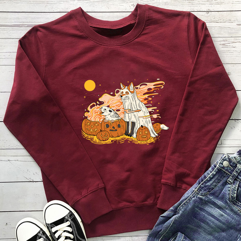 Dog Pumpkin Printed Halloween Hoodie — imagen 5